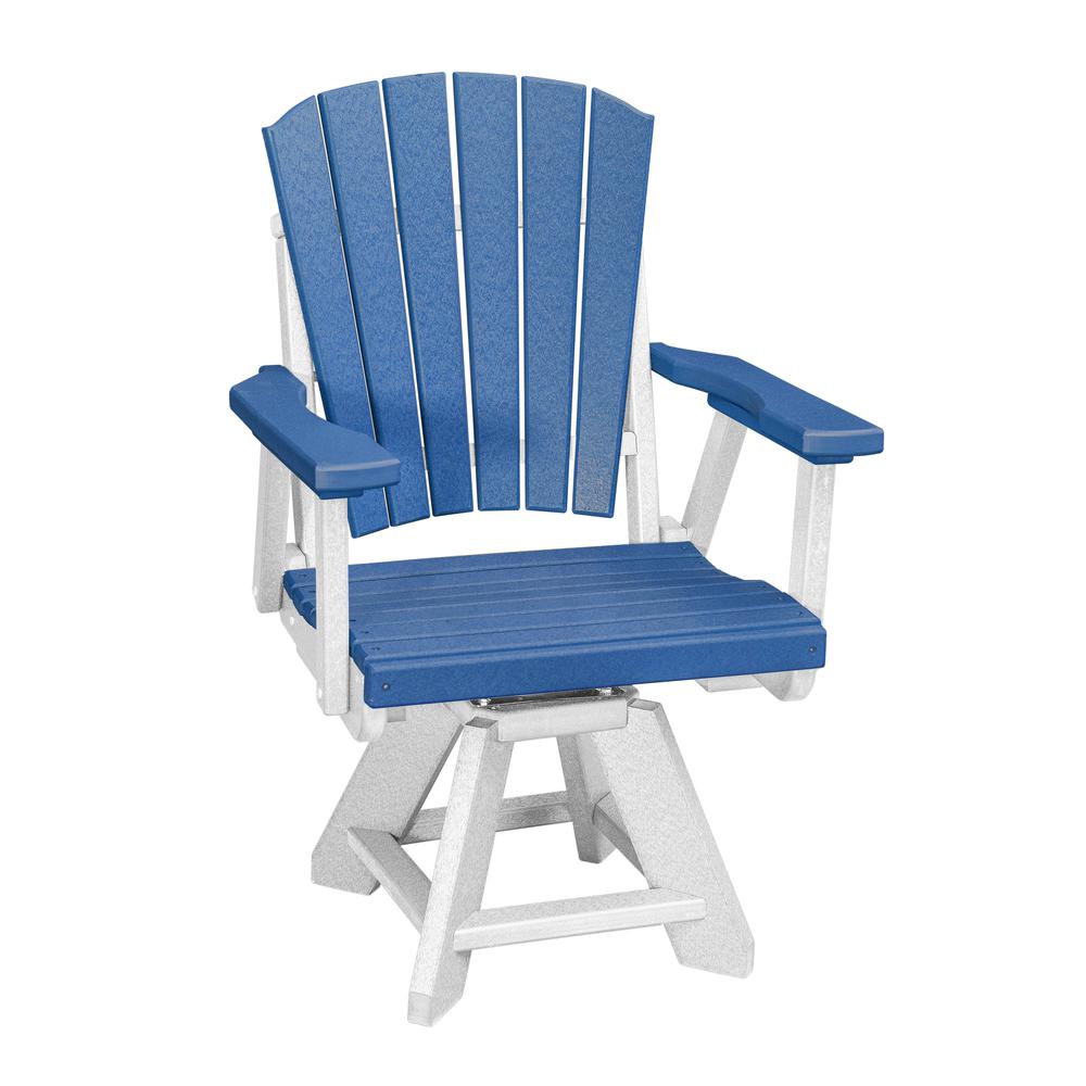 Five Piece Round Dining Height Dining Set in Blue with a White Base