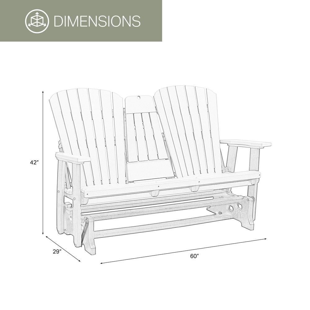 Two Seat Fan Back Glider with Drop Down Table/Cup Holder in Cedar