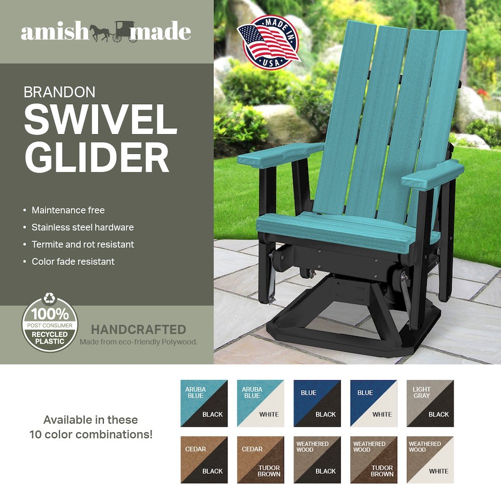 Brandon Swivel Glider in Aruba Blue on a White Base