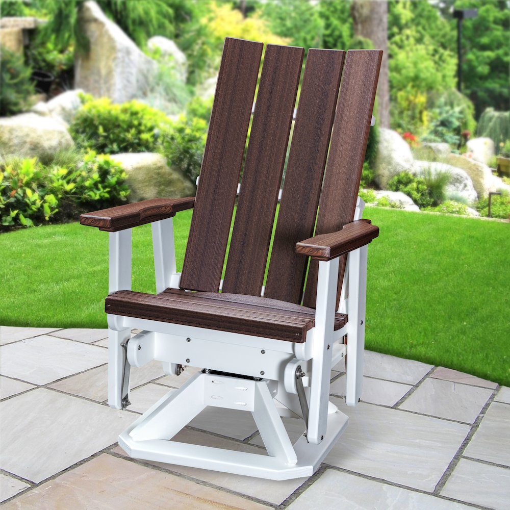 Brandon Swivel Glider in Brazilian Walnut on a White Base
