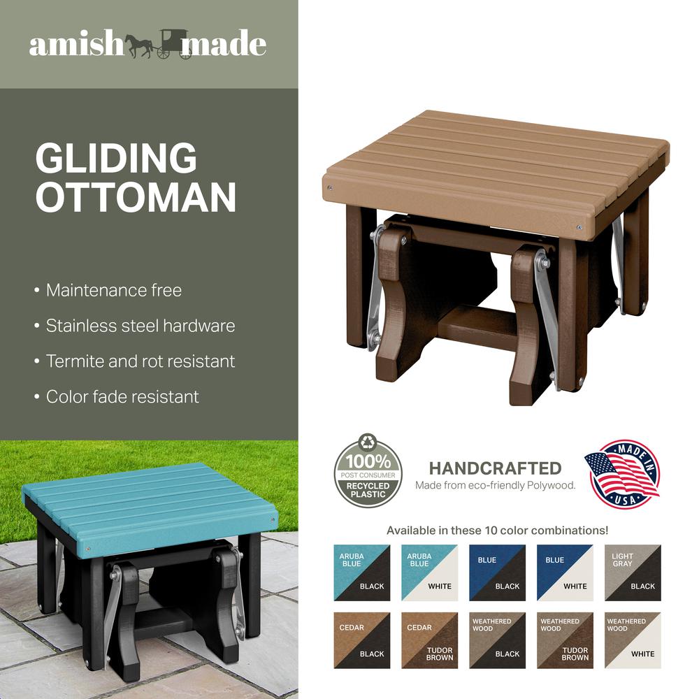 Gliding Ottoman in Light Gray and Black