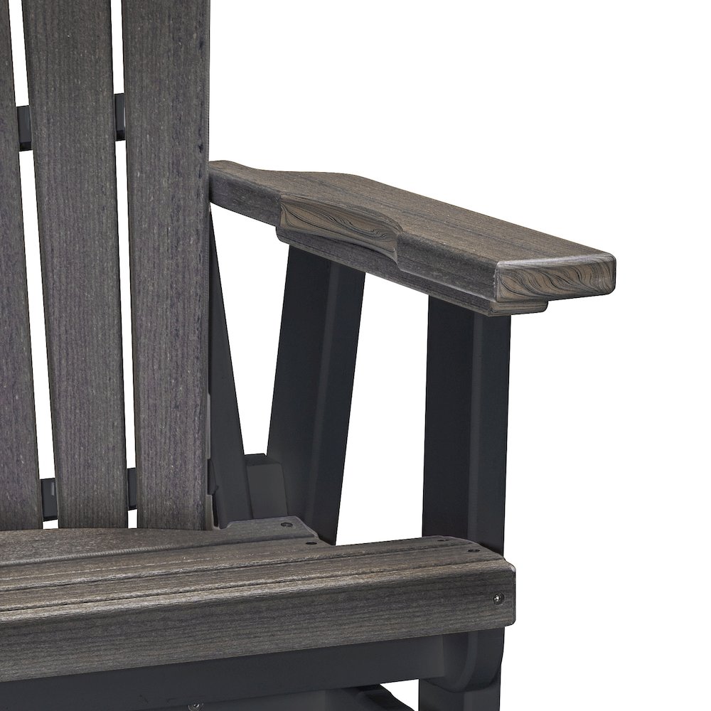 Fan Back Swivel Glider in Coastal Gray on a Black Base