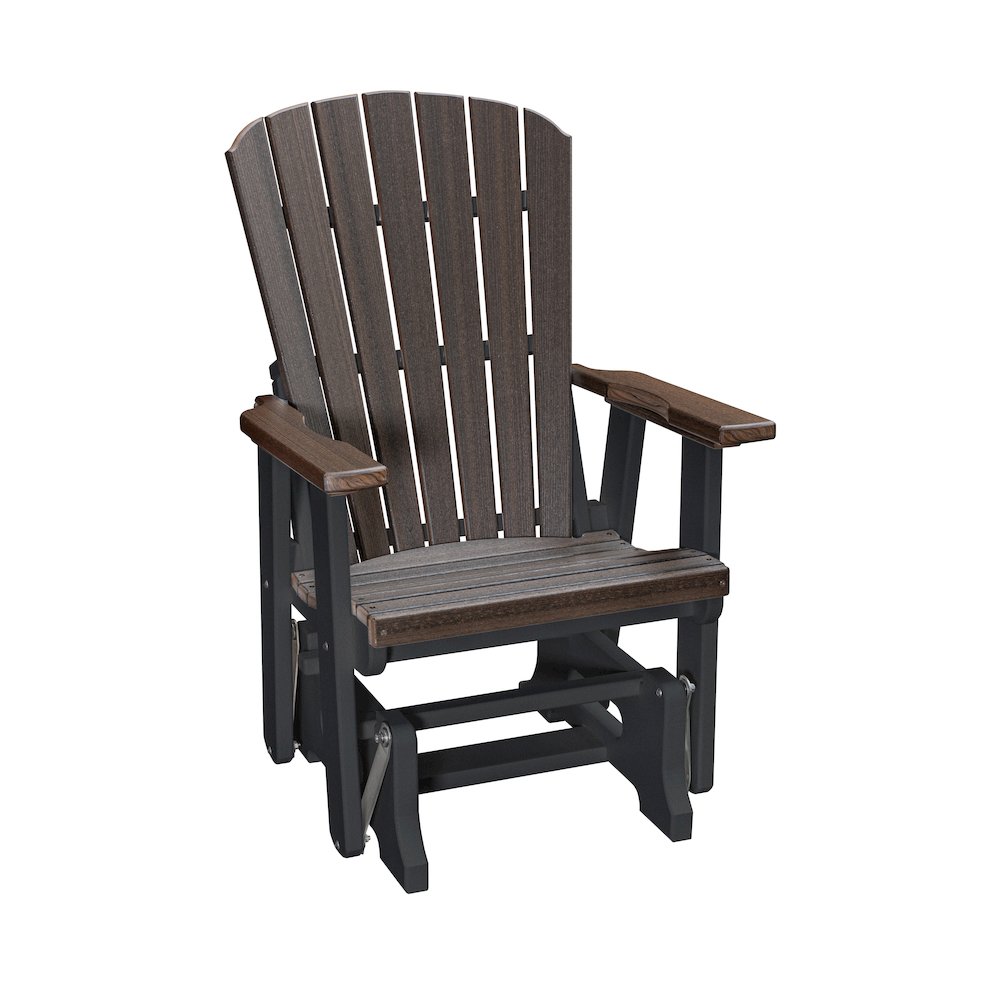 Fan Back Glider in Brazilian Walnut Woodgrain with a Black Base