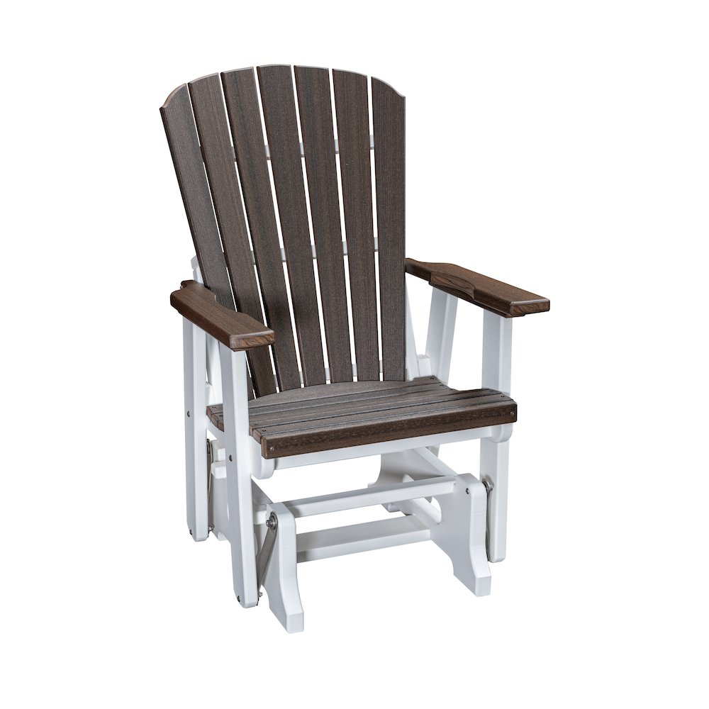 Fan Back Glider in Brazilian Walnut Woodgrain with a White Base