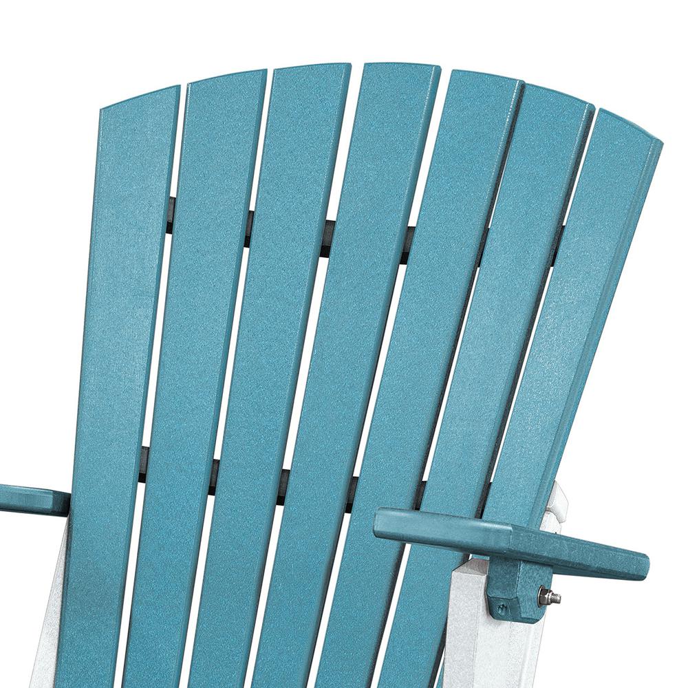 OS Home and Office Model 519ARW Fan Back Folding Adirondack Chair in Aruba Blue with a White Base