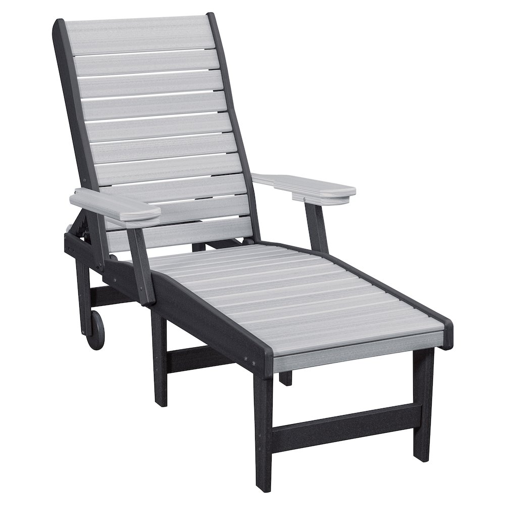 HDPE Outdoor Chaise Lounge Chair in Light Gray and Black