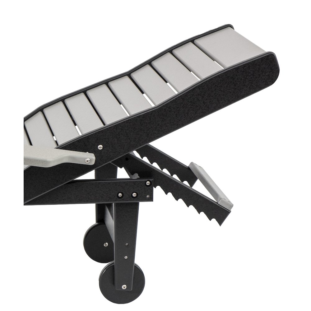 HDPE Outdoor Chaise Lounge Chair in Light Gray and Black