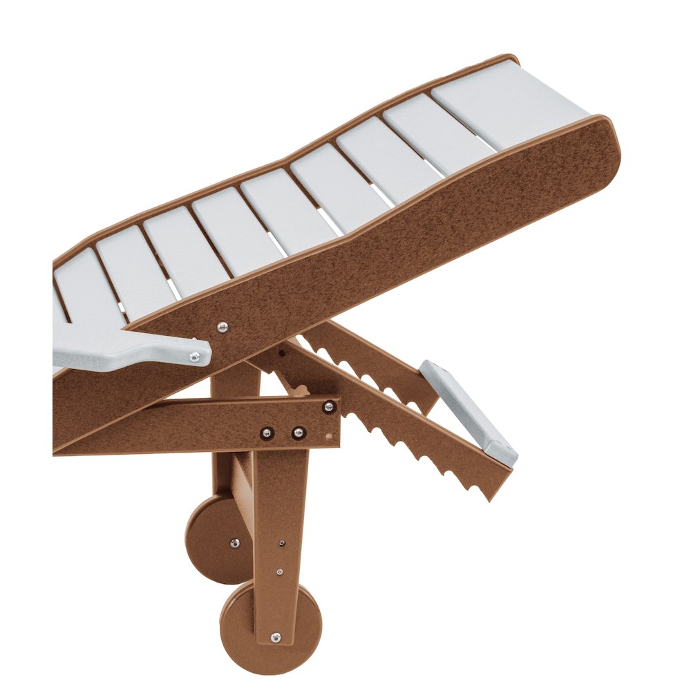HDPE Outdoor Chaise Lounge Chair in Seashell and Antique Mahogany