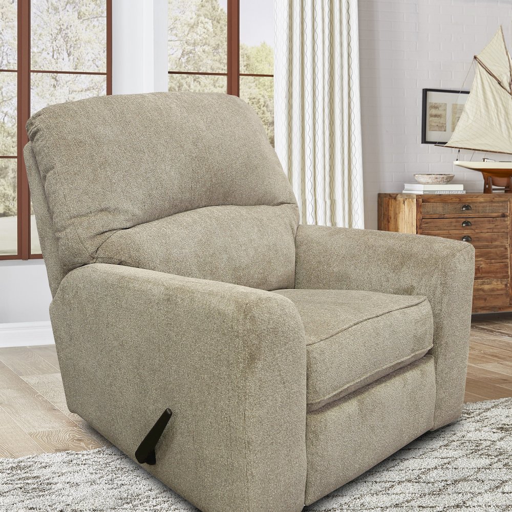 Rocker Recliner Chair in Beige Polyester
