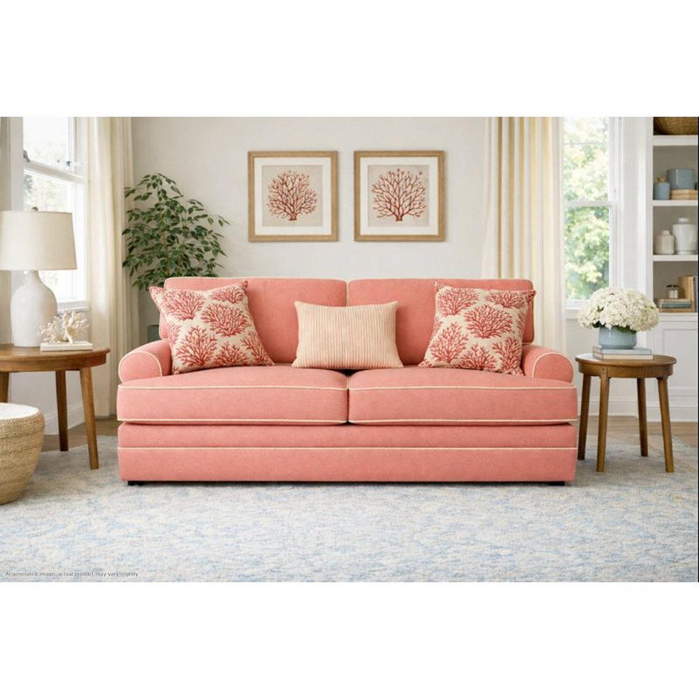 Coral Upholstered Sleeper Sofa with Reversible Cushions
