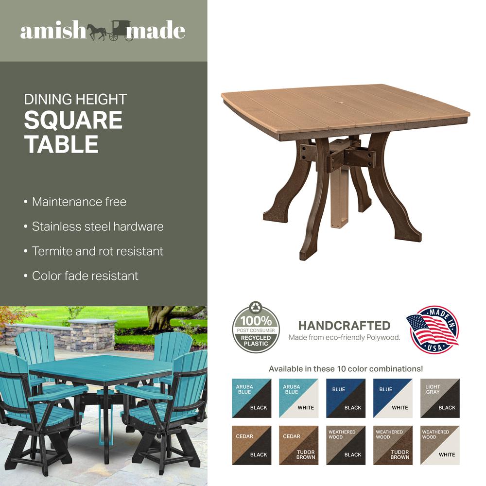 Dining Height Square Table in Blue with a Black Base