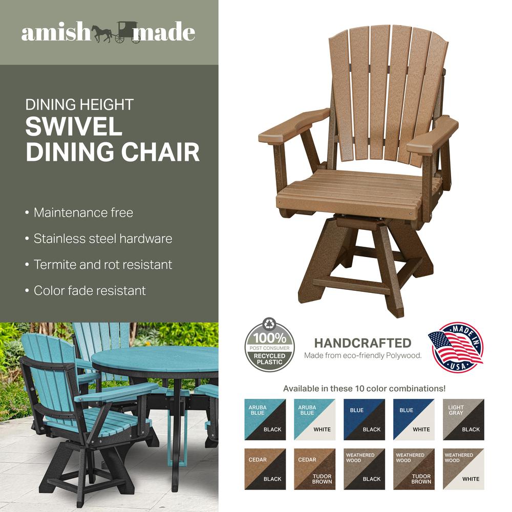 Dining Height Swivel Arm Chair in Blue with a Black Base