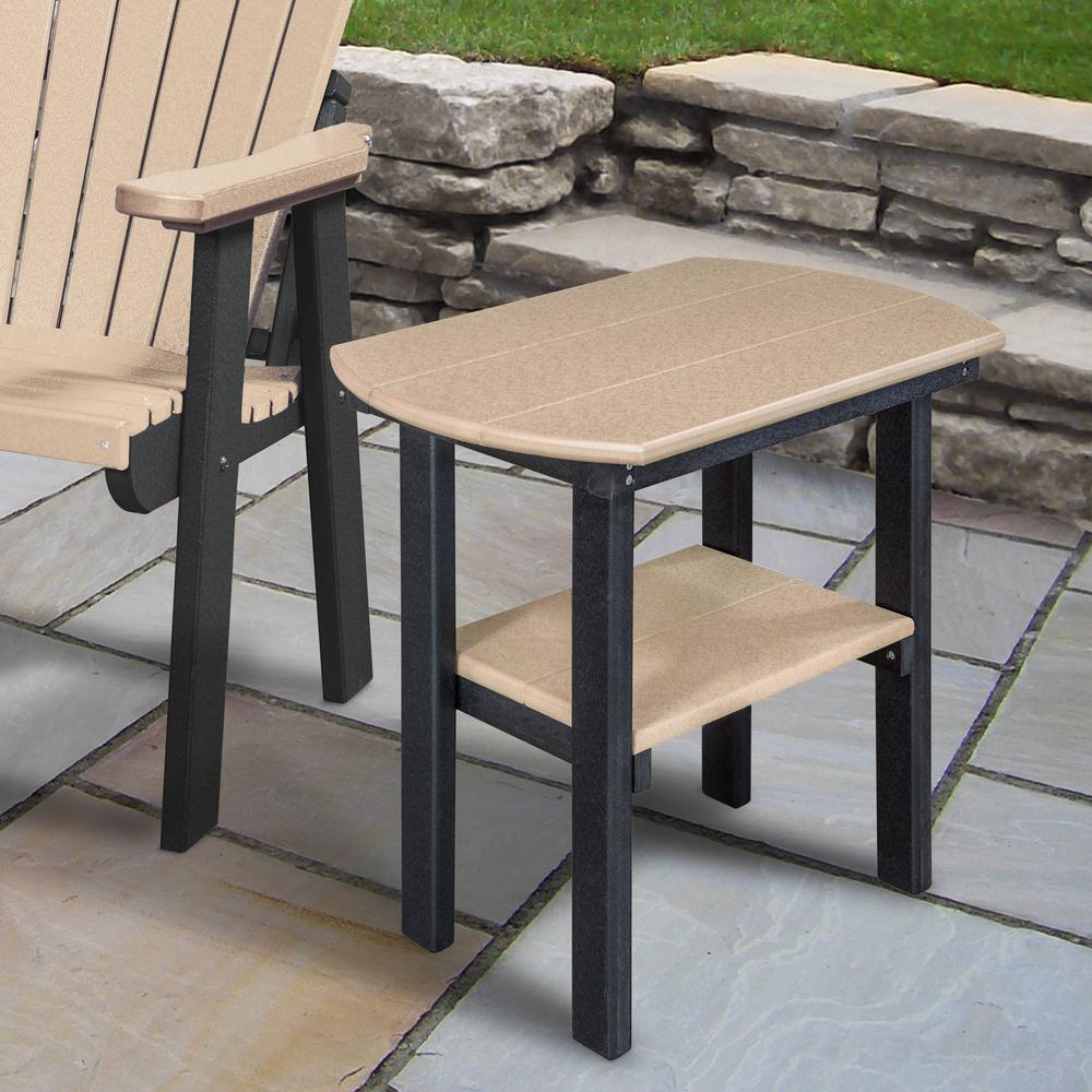 OS Home and Office Model 525WWBK Oval End Table in Weatherwood with a Black Base