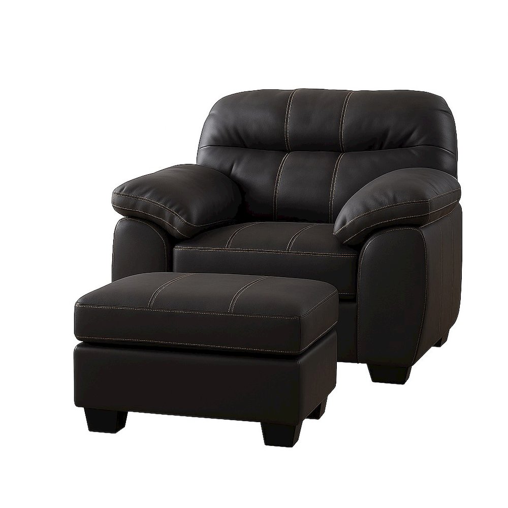 Vegan Leather Armchair with Matching Ottoman