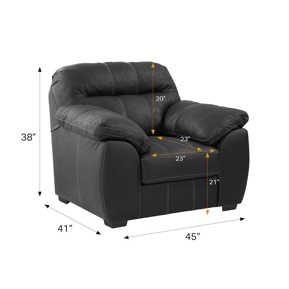 Vegan Leather Armchair with Matching Ottoman
