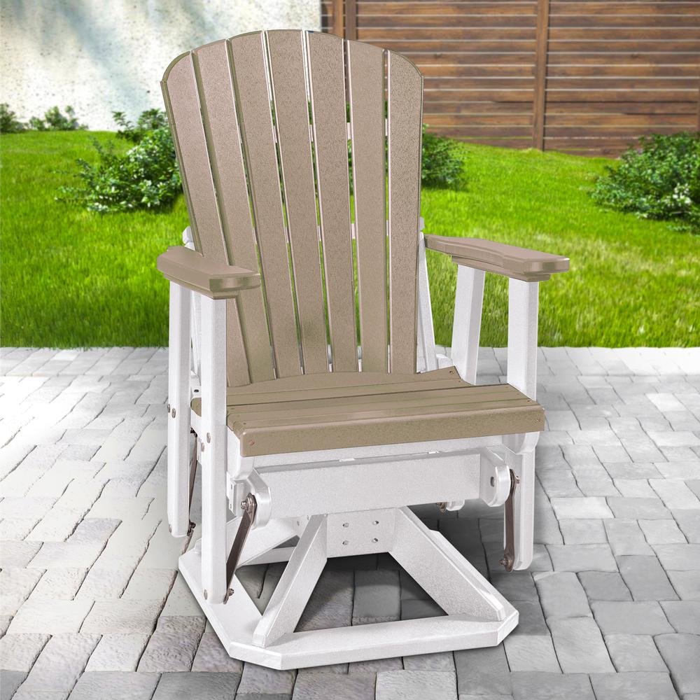 OS Home and Office Model 510WWWT Fan Back Swivel Glider  in Weatherwood with a White Base