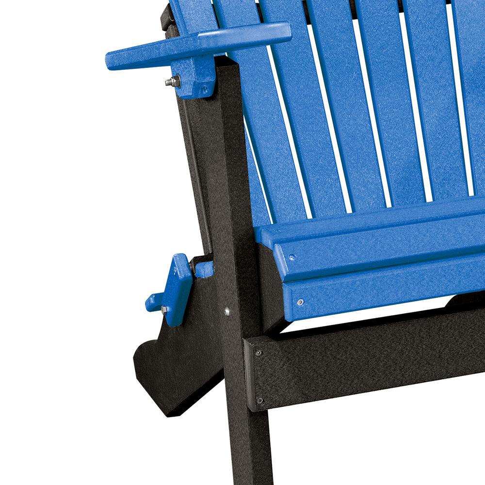 OS Home and Office Model 519BBK Fan Back Folding Adirondack Chair in Blue with a Black Base