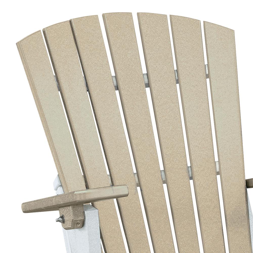 OS Home and Office Model 519WWWT Fan Back Folding Adirondack Chair in Weatherwood with a White Base