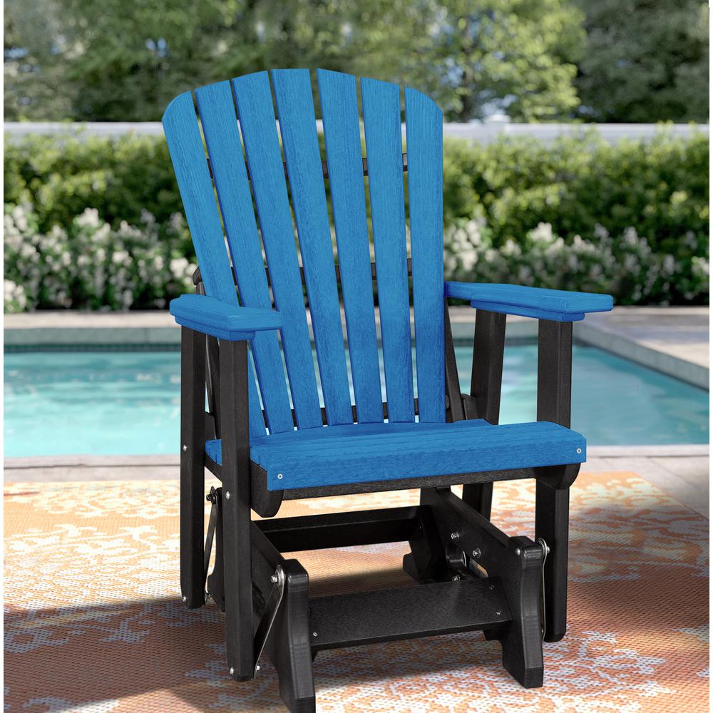 OS Home and Office Model 515BBK Fan Back Glider in Blue with a Black Base