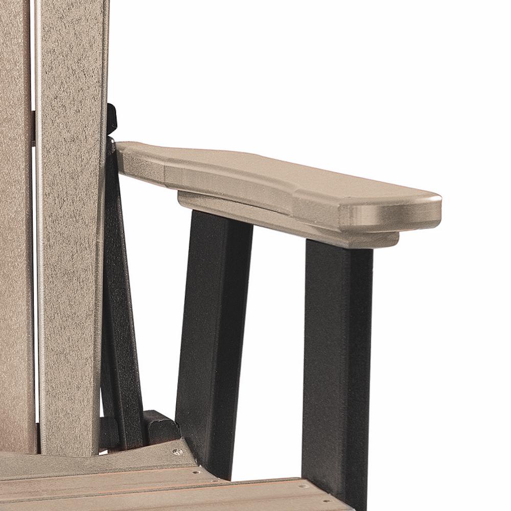 OS Home and Office Model 515WWBK Fan Back Glider in Weatherwood with a Black Base