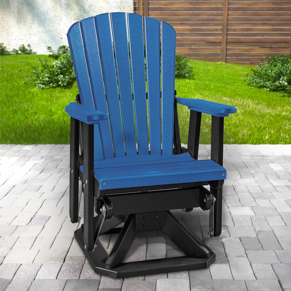 OS Home and Office Model 510BBK Fan Back Swivel Glider in Blue with a Black Base