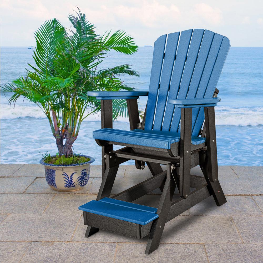 OS Home and Office Model 516BBK Fan Back Balcony Glider  in Blue with a Black Base