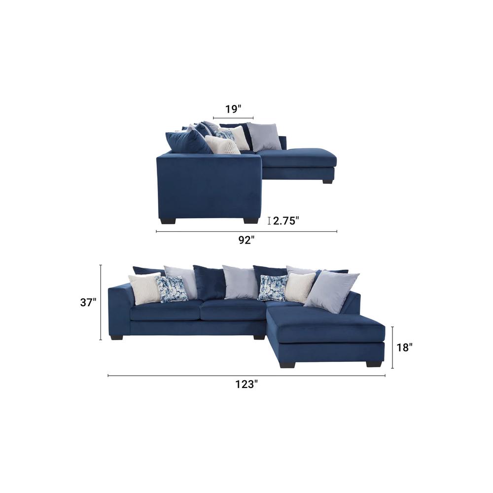 American Furniture L Shaped Sectional Sofa with 8 Back Pillows and 4 Accent Pillows