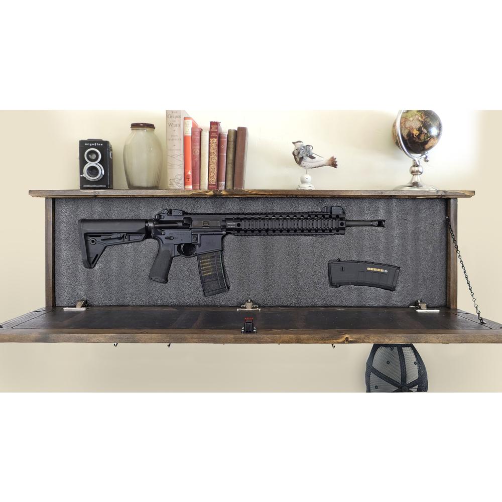 American Furniture Classics Model LRGCRDW Large Wall Hanging Coat Rack in Dark Walnut with Secret Locking Gun Concealment