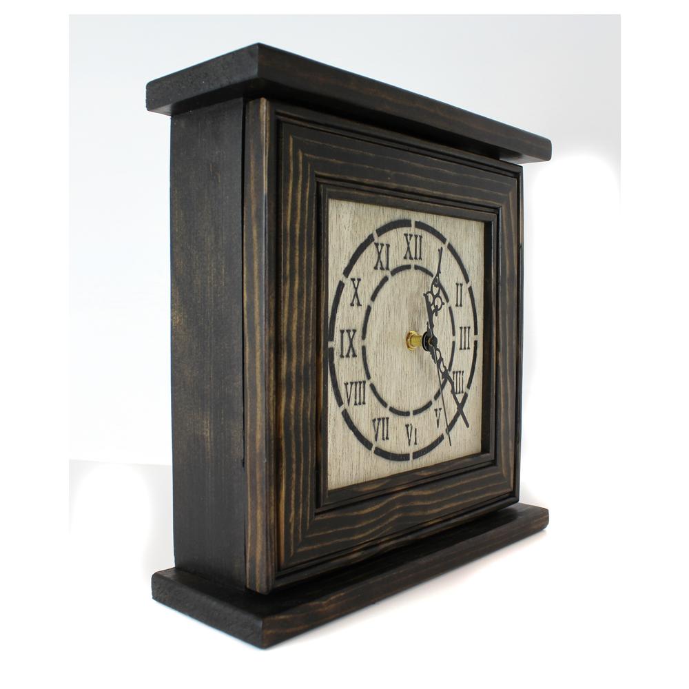 American Furniture Classics Model CLOCKDW Mantel Clock in Dark Walnut Veneer with Secret Compartment