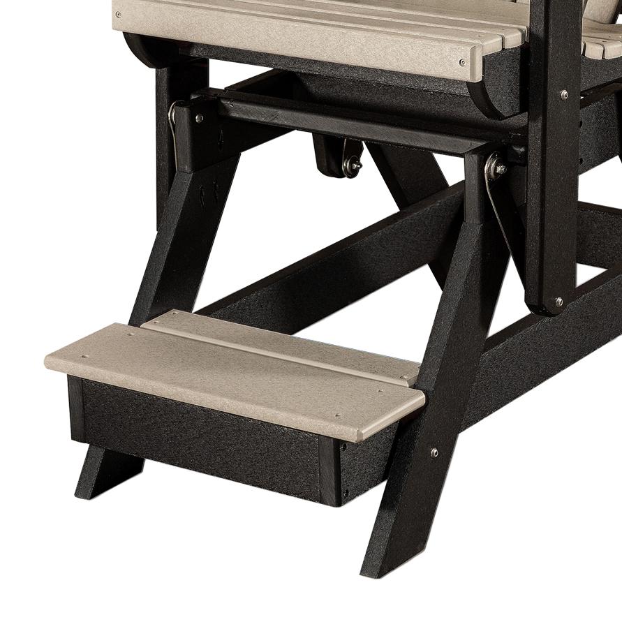 OS Home and Office Model 516WWBK Fan Back Balcony Glider in Weatherwood with a Black Base
