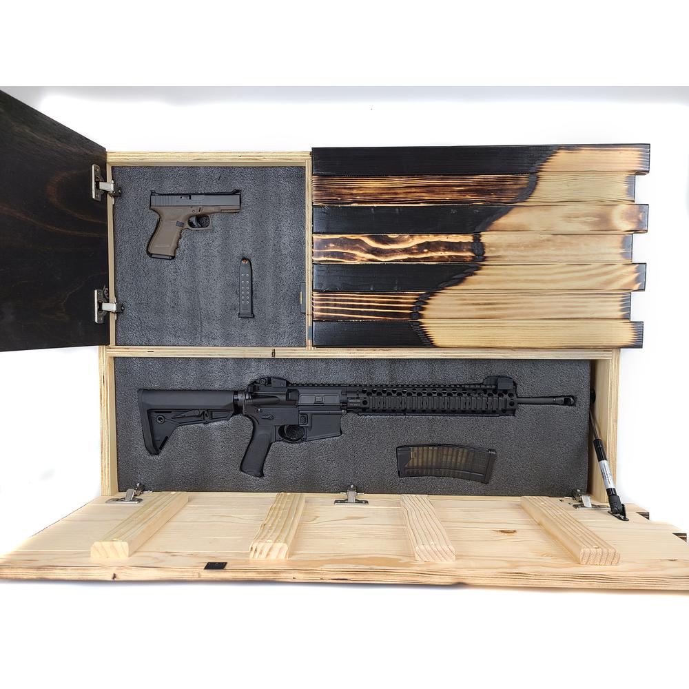 Wall Hanging Gun Concealment with Two Secret Compartments