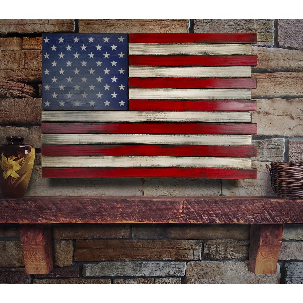 American Furniture Classics Model MINIRWB Mini American Flag Wall Display with Hidden