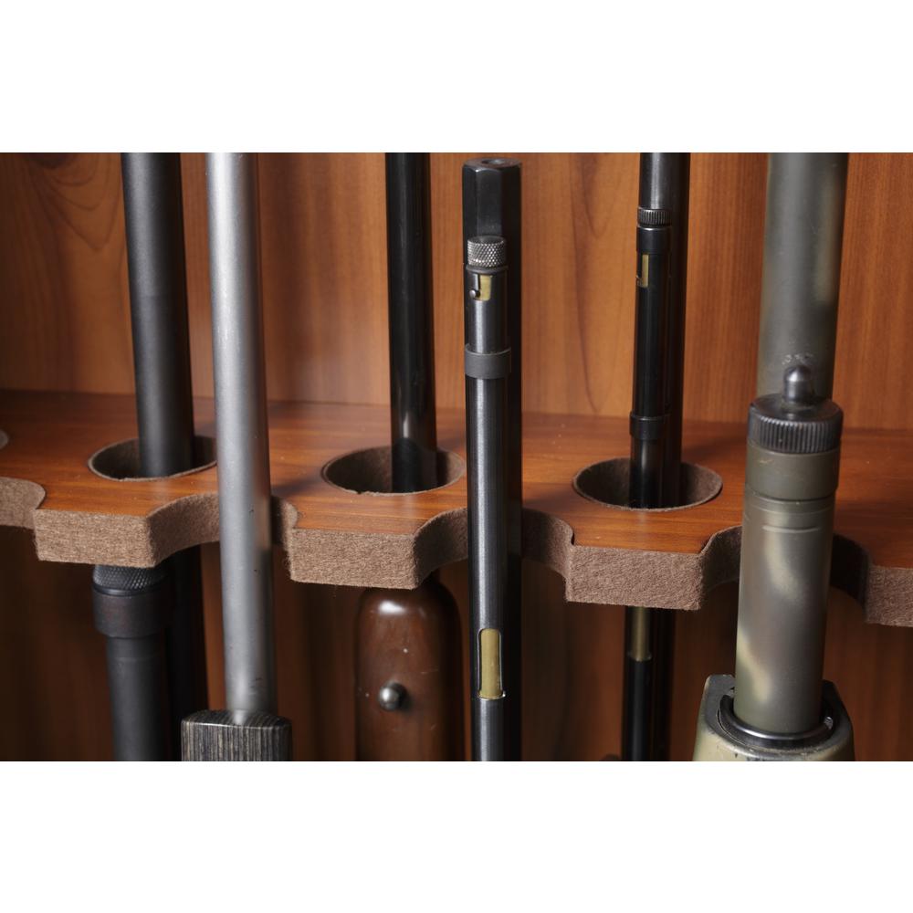 8 Gun Cabinet with locking tempered glass door and locking drop down door.