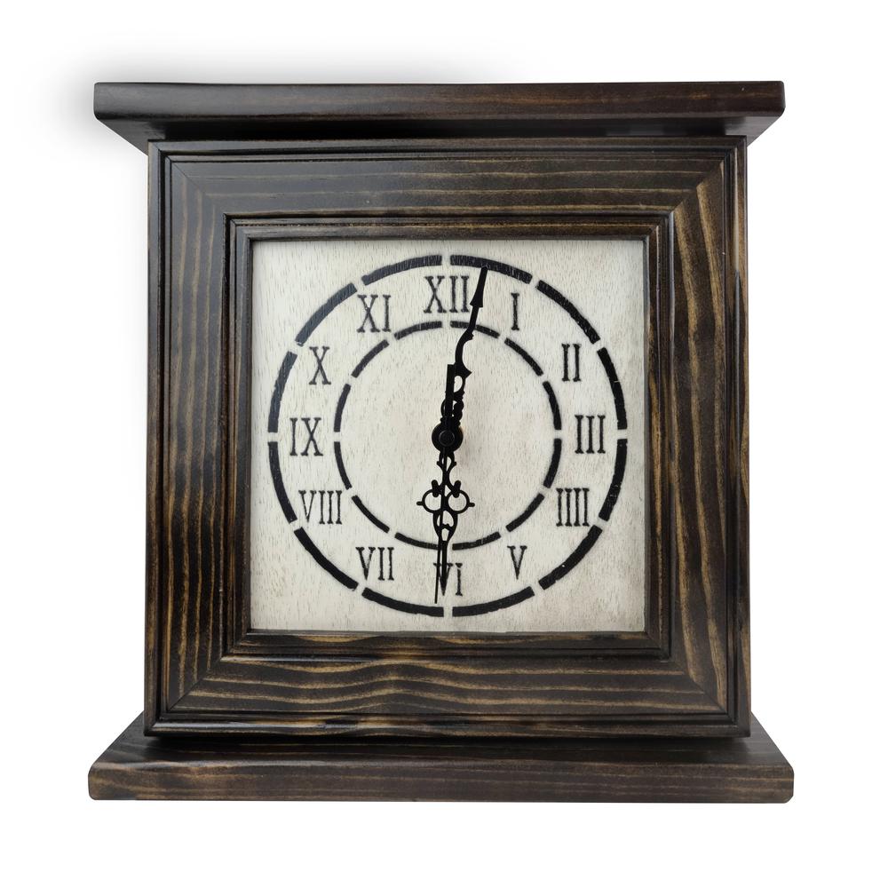 American Furniture Classics Model CLOCKDW Mantel Clock in Dark Walnut Veneer with Secret Compartment