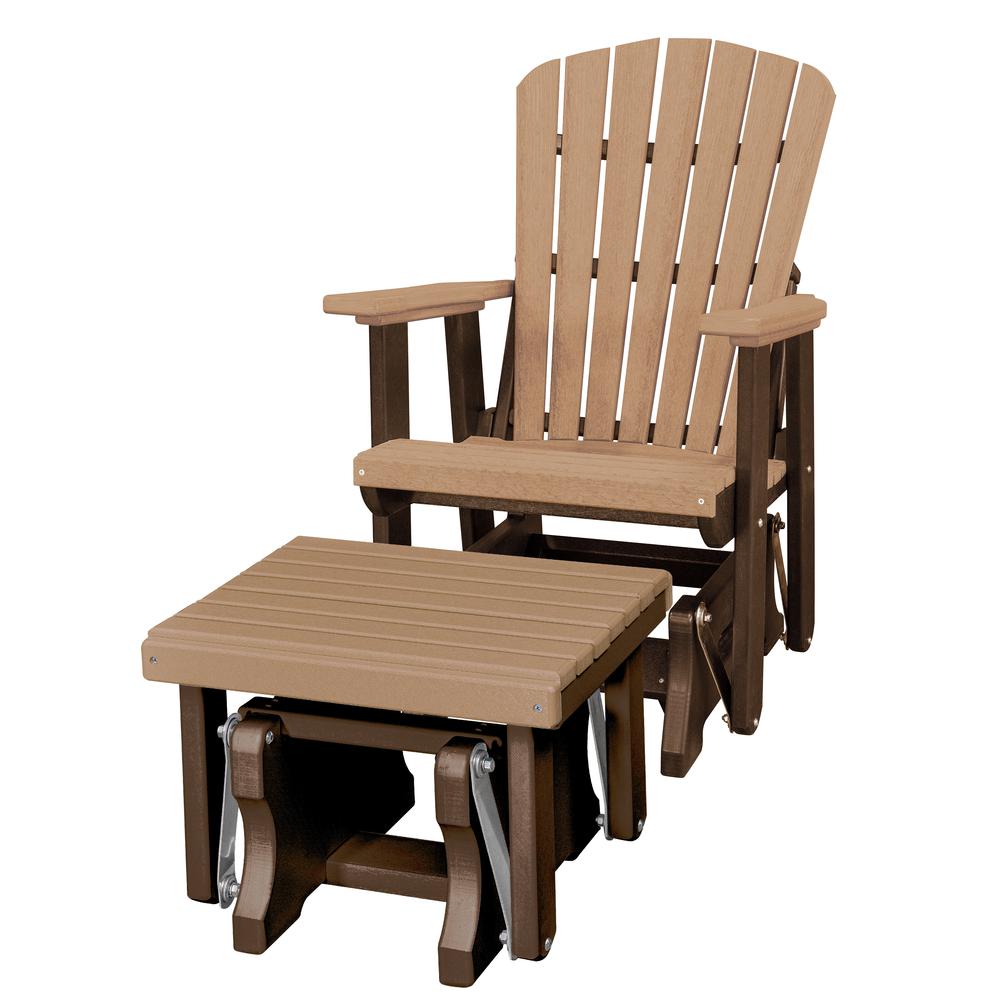 Fan Back Glider and Ottoman Glider in Cedar with a Tudor Brown Base