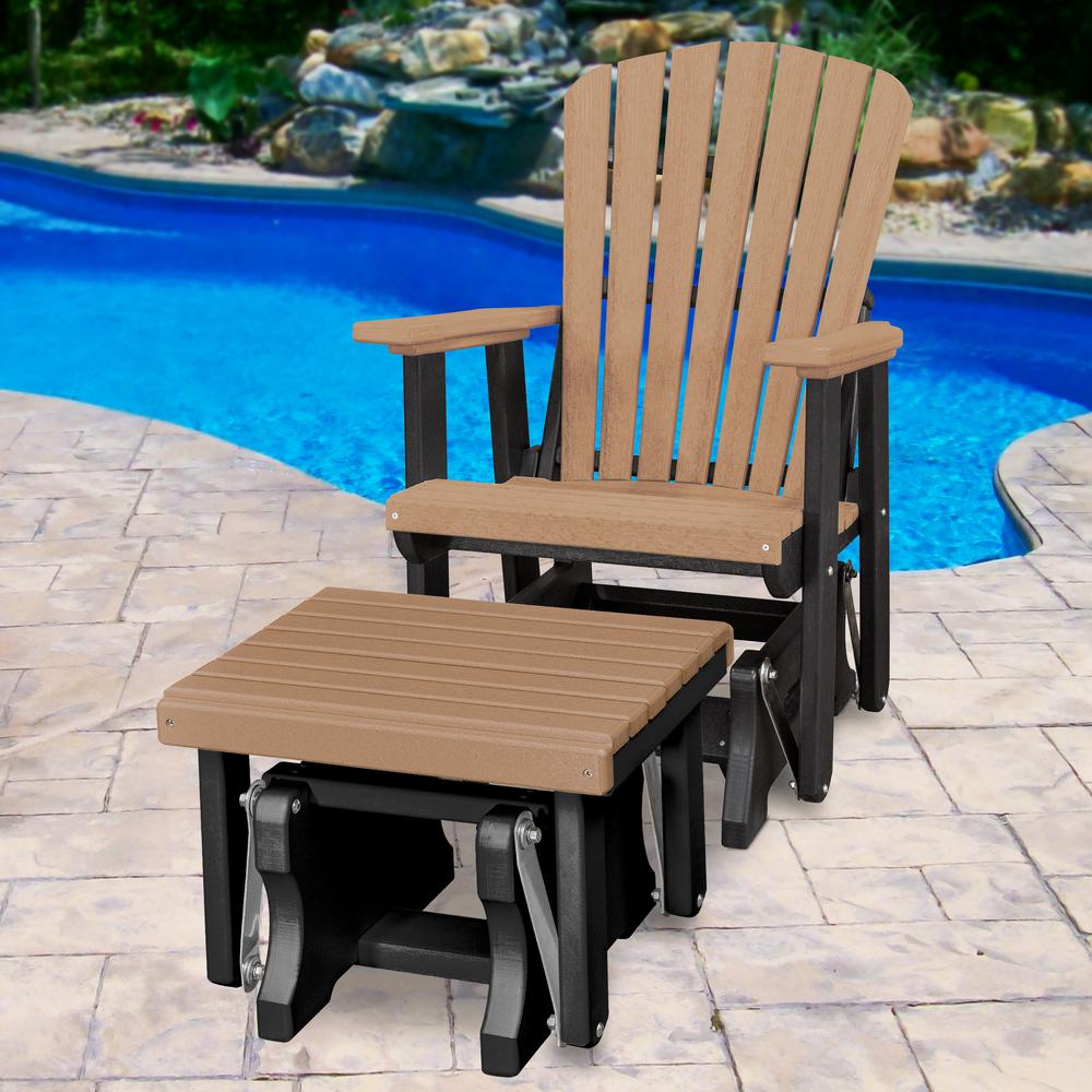 Fan Back Glider and Ottoman Glider in Cedar with a Black Base