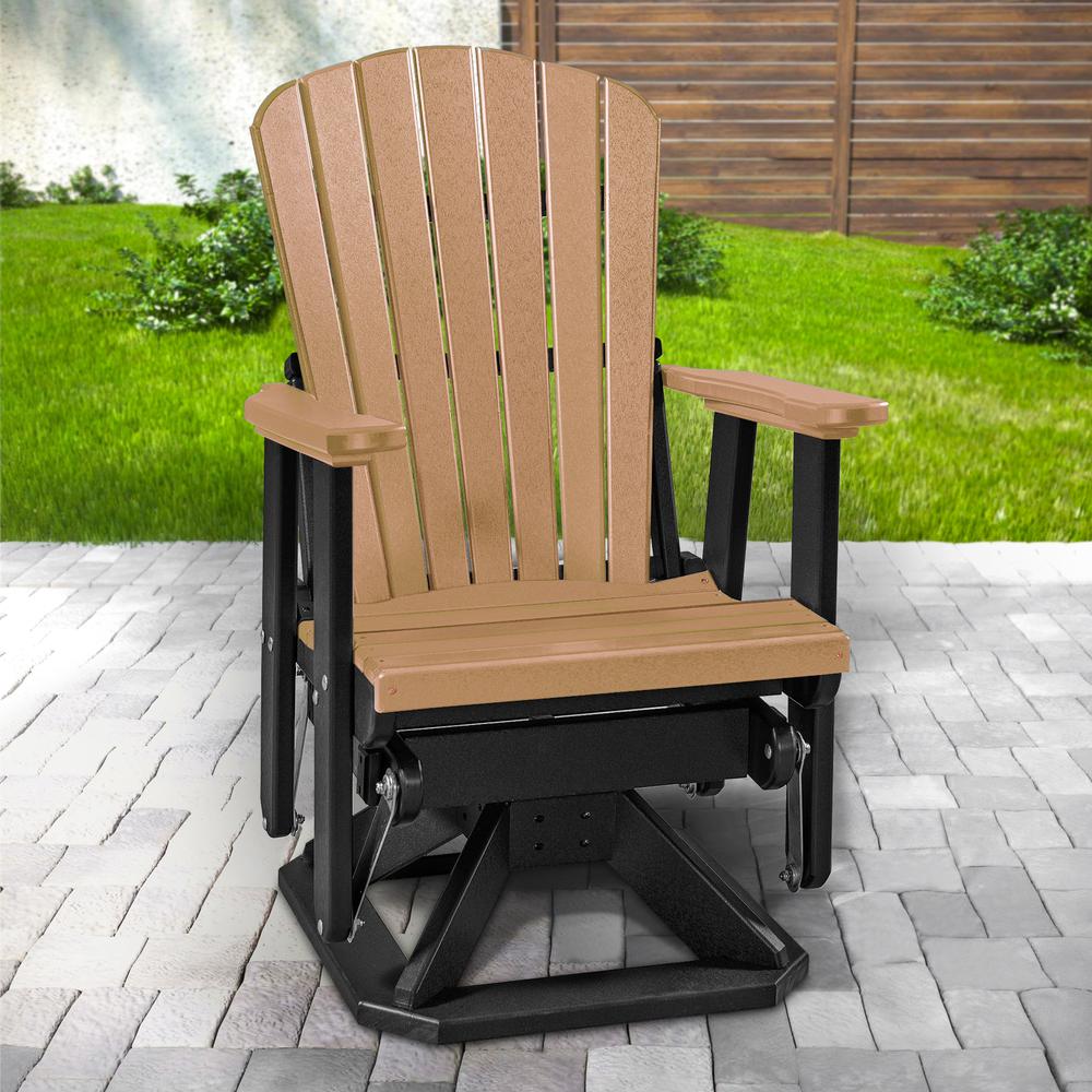 OS Home and Office Model 510CBK Fan Back Swivel Glider in Cedar with a Black Base