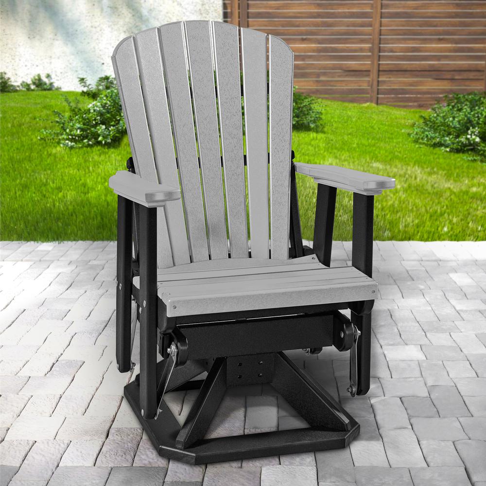 Fan Back Swivel Glider in Light Gray and Black