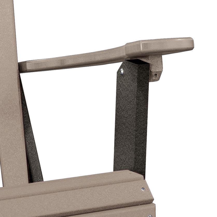 OS Home and Office Model 519WWBK Fan Back Folding Adirondack Chair in Weatherwood with a Black Base