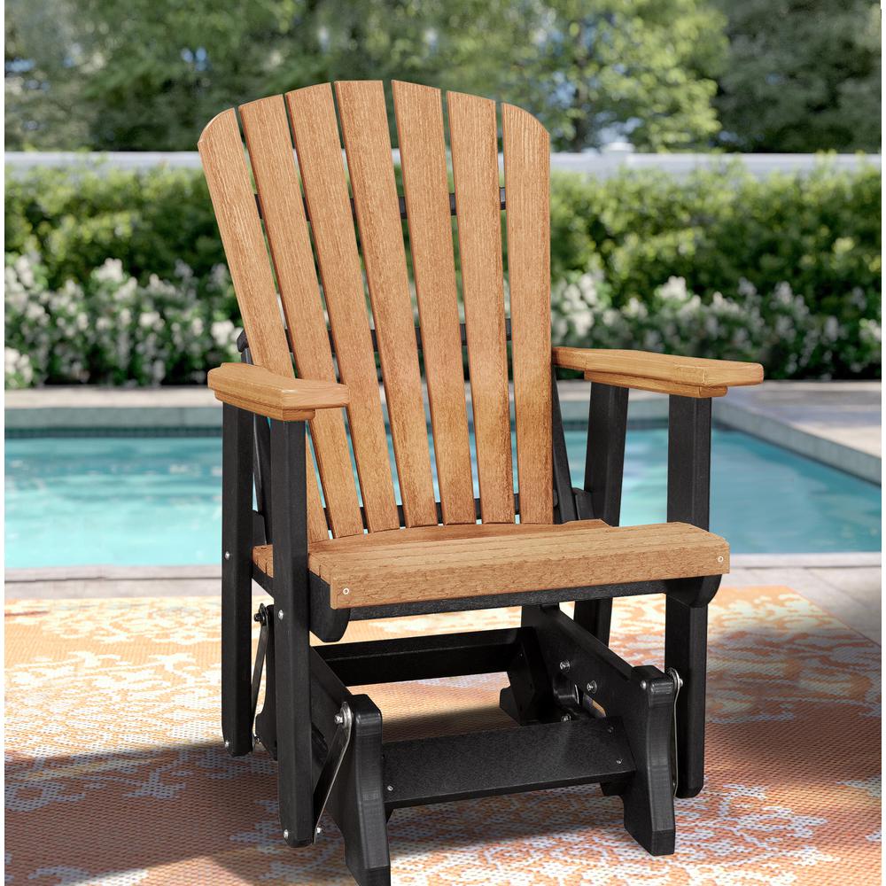 OS Home and Office Model 515CBK Fan Back Glider in Cedar with a Black Base