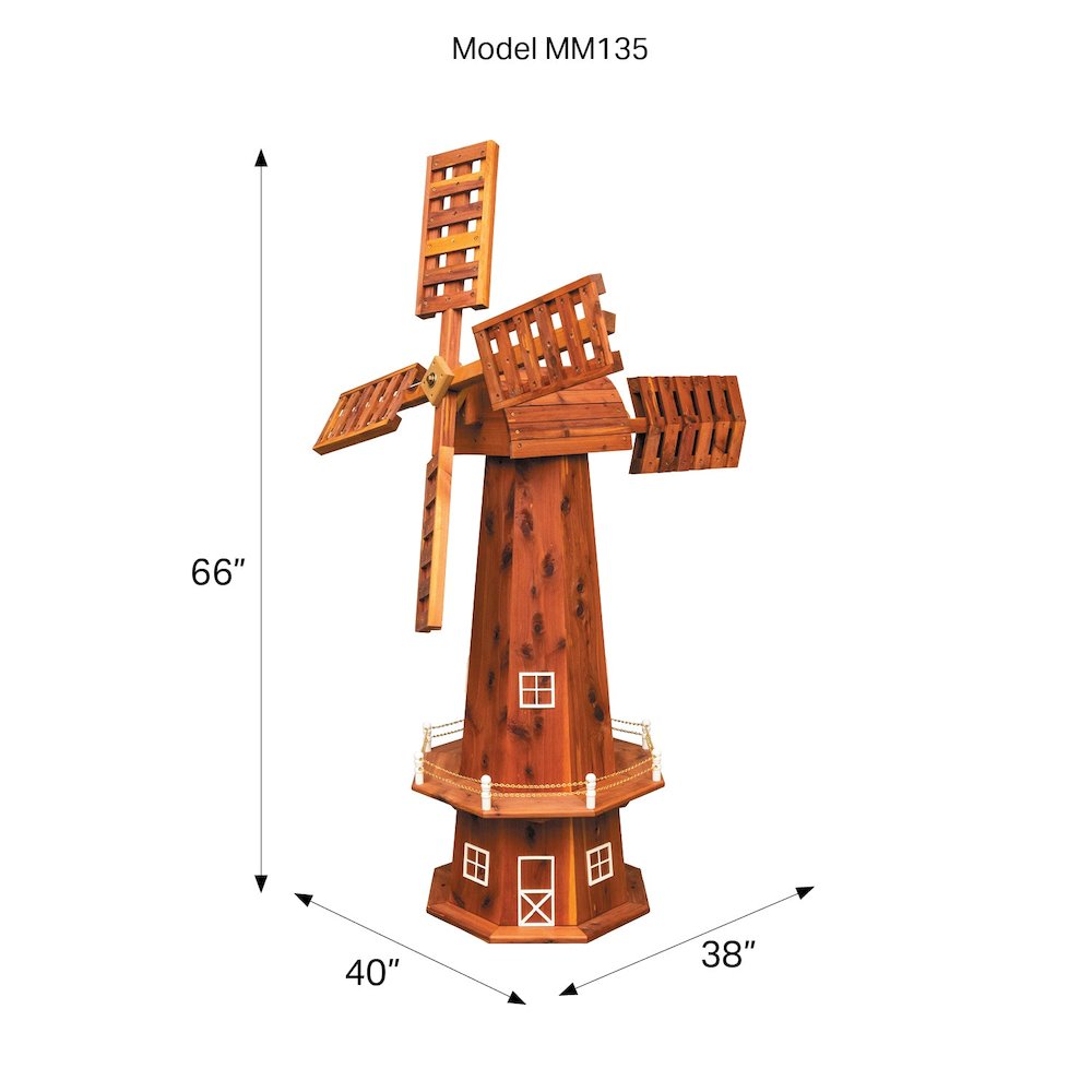 Amish Handcrafted 48″ Cedar Windmill – Outdoor Red Cedar Garden Yard Decor