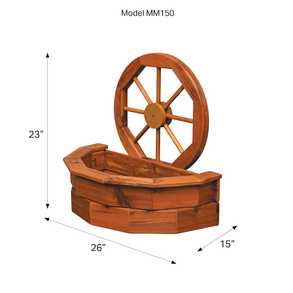 Rustic Cedar Wagon Wheel Planter – Red Cedar Farmhouse Garden Planter for Yard