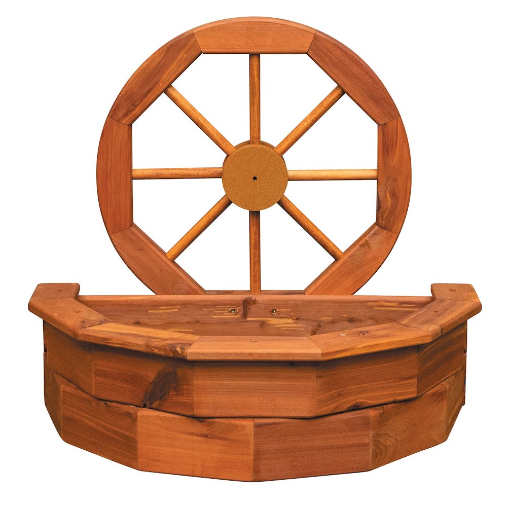 Rustic Cedar Wagon Wheel Planter – Red Cedar Farmhouse Garden Planter for Yard