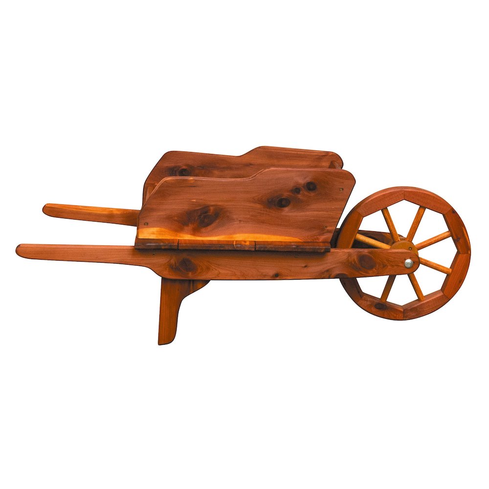 Rustic Cedar Wheelbarrow Planter – Amish Handcrafted Wooden Garden Wheelbarrow