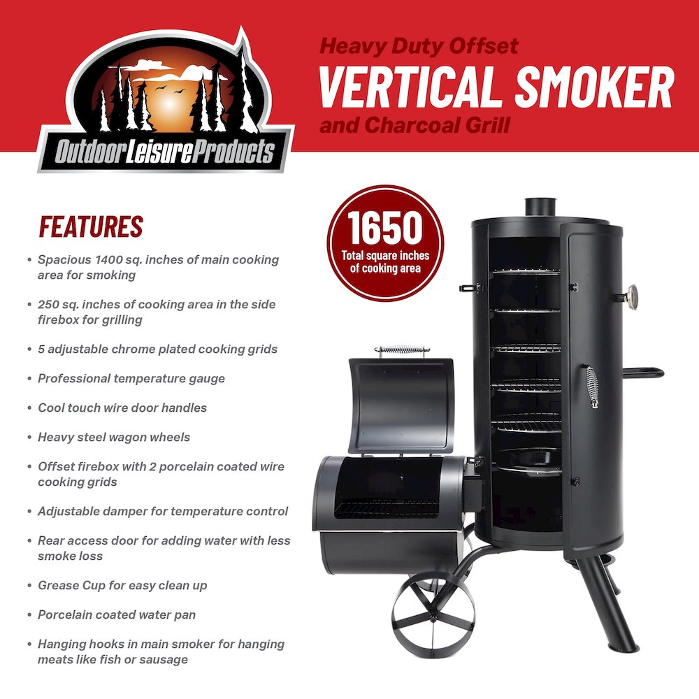 Multi Level Vertical Smoker and Charcoal Grill