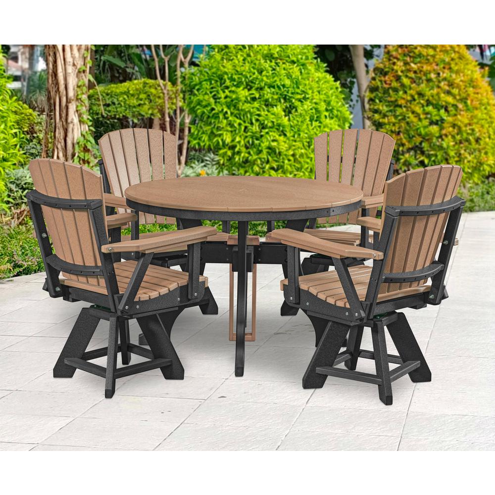 Dining Height Swivel Arm Chair in Cedar with a Black Base