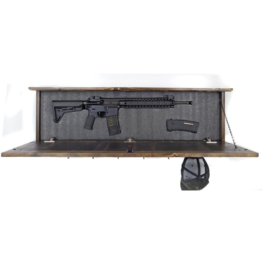 American Furniture Classics Model LRGCRDW Large Wall Hanging Coat Rack in Dark Walnut with Secret Locking Gun Concealment