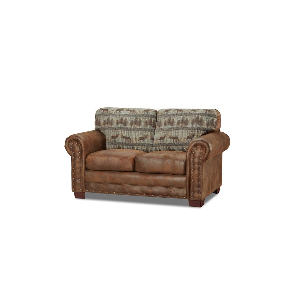 American Furniture Classics Model 8502-90 Deer Teal Lodge Tapestry Loveseat