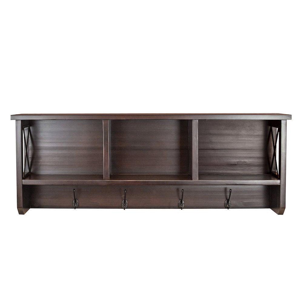 Decorative Coat Rack and Storage Accent Rack in Espresso