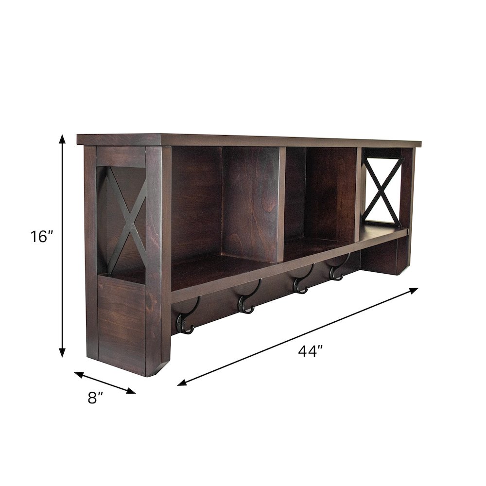 Decorative Coat Rack and Storage Accent Rack in Espresso